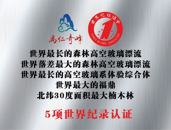 安徽芜湖马仁奇峰景区创5项世界纪录